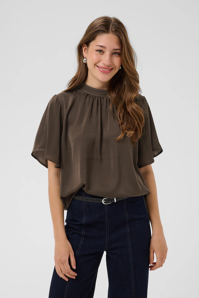 Saint Tropez Kurzarmbluse »AileenSZ Flared Blouse« Kunstfaser, Regular fit