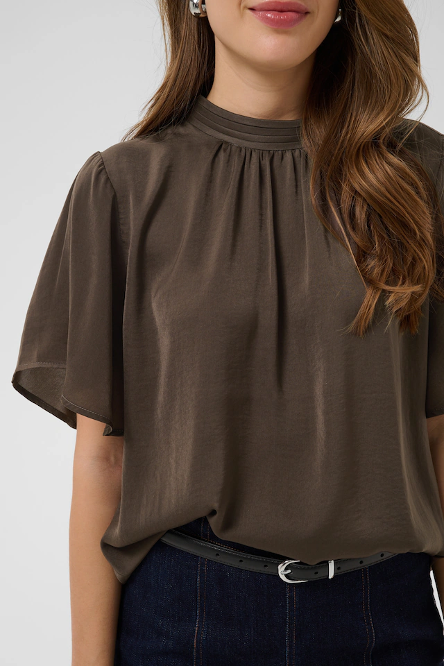 Saint Tropez Kurzarmbluse »AileenSZ Flared Blouse« Kunstfaser, Regular fit