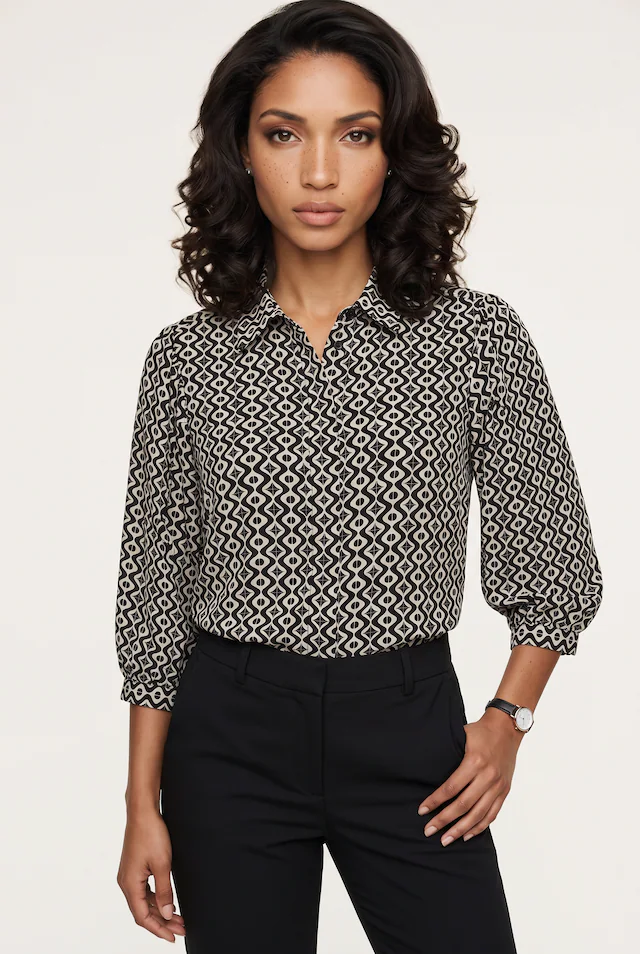 FREEQUENT Druckbluse »FQADNEY-SHIRT« gemustert mit 3/4- Ballonärmel
