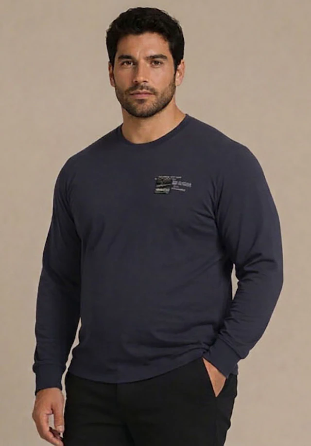 Man's World Plus Rundhalsshirt »auch in Grosse Größen bis Gr. 7XL« Regular Fit, mit langem Arm, bedruckt, für Casualmode