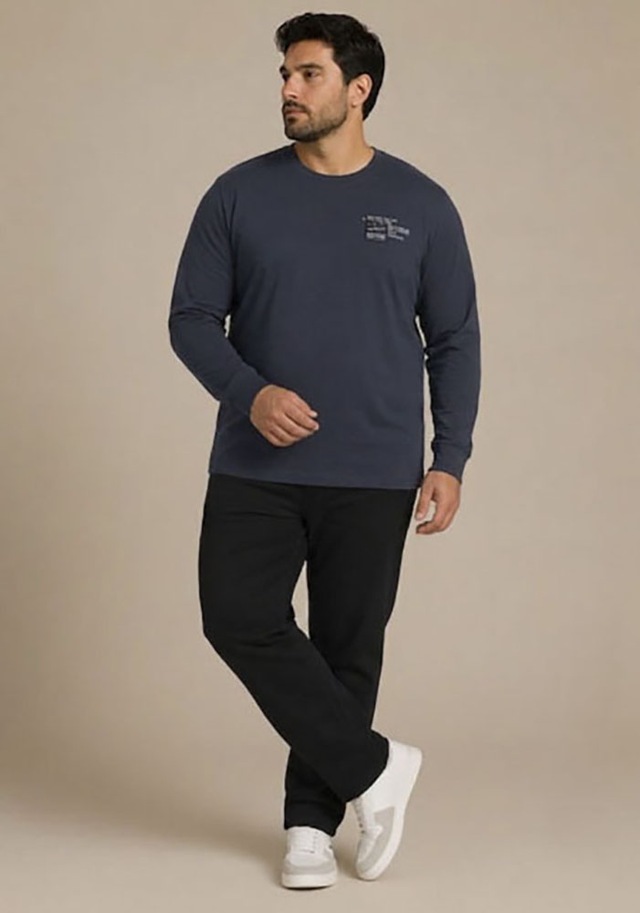 Man's World Plus Rundhalsshirt »auch in Grosse Größen bis Gr. 7XL« Regular Fit, mit langem Arm, bedruckt, für Casualmode