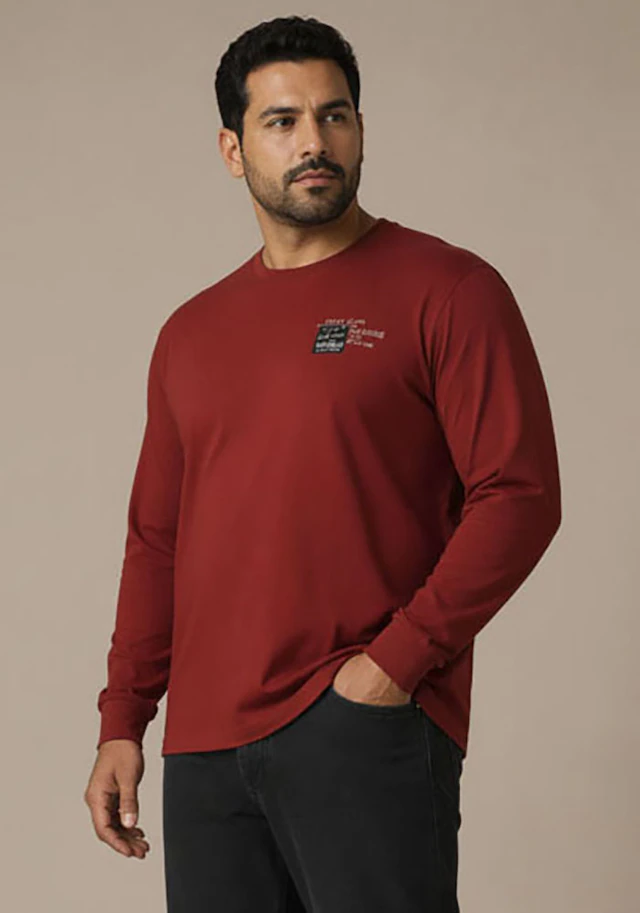 Man's World Plus Rundhalsshirt »auch in Grosse Größen bis Gr. 7XL« Regular Fit, mit langem Arm, bedruckt, für Casualmode