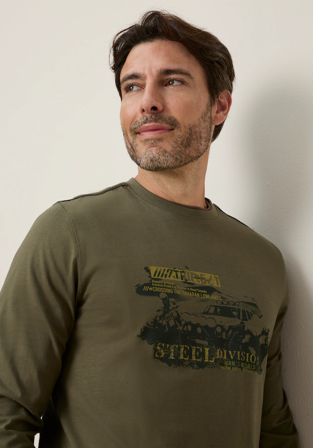 Man's World Rundhalsshirt normale Passform, mit Langarm, mit Print, für Alltag und Freizeit