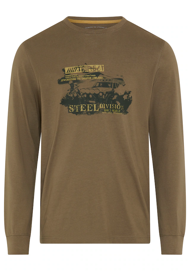 Man's World Rundhalsshirt normale Passform, mit Langarm, mit Print, für Alltag und Freizeit