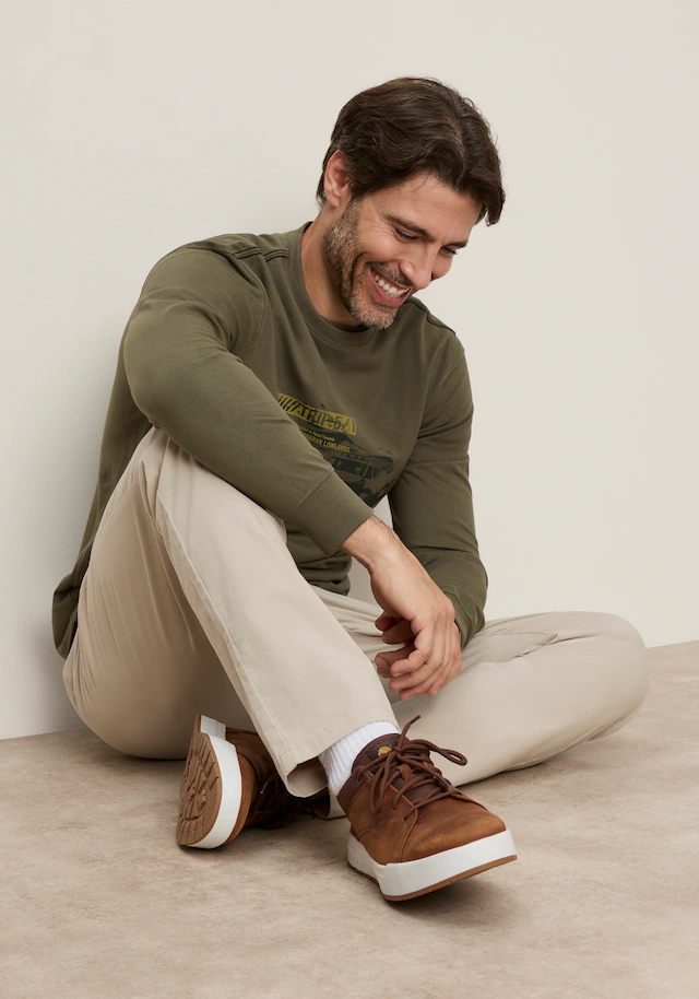 Man's World Rundhalsshirt normale Passform, mit Langarm, mit Print, für Alltag und Freizeit