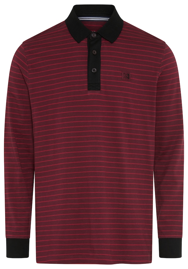 Man's World Poloshirt Normale Passform, mit Langarm, mit Polokragen, geringeltes Design