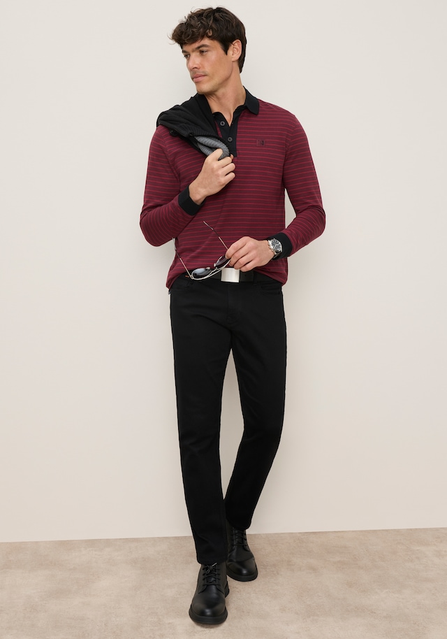 Man's World Poloshirt Normale Passform, mit Langarm, mit Polokragen, geringeltes Design