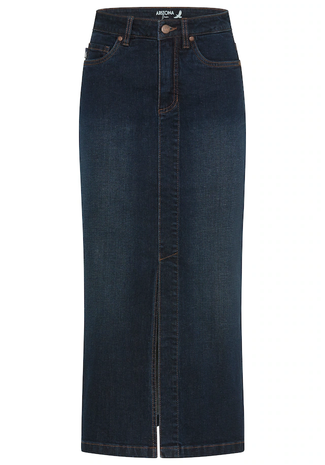 Arizona Jeansrock »lang« wadenlang, mit Schlitz, figurbetonte Passform, aus elastischem Denim