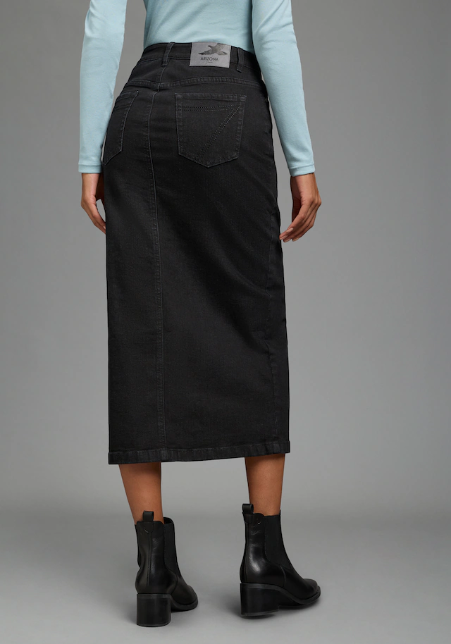 Arizona Jeansrock »lang« wadenlang, mit Schlitz, figurbetonte Passform, aus elastischem Denim