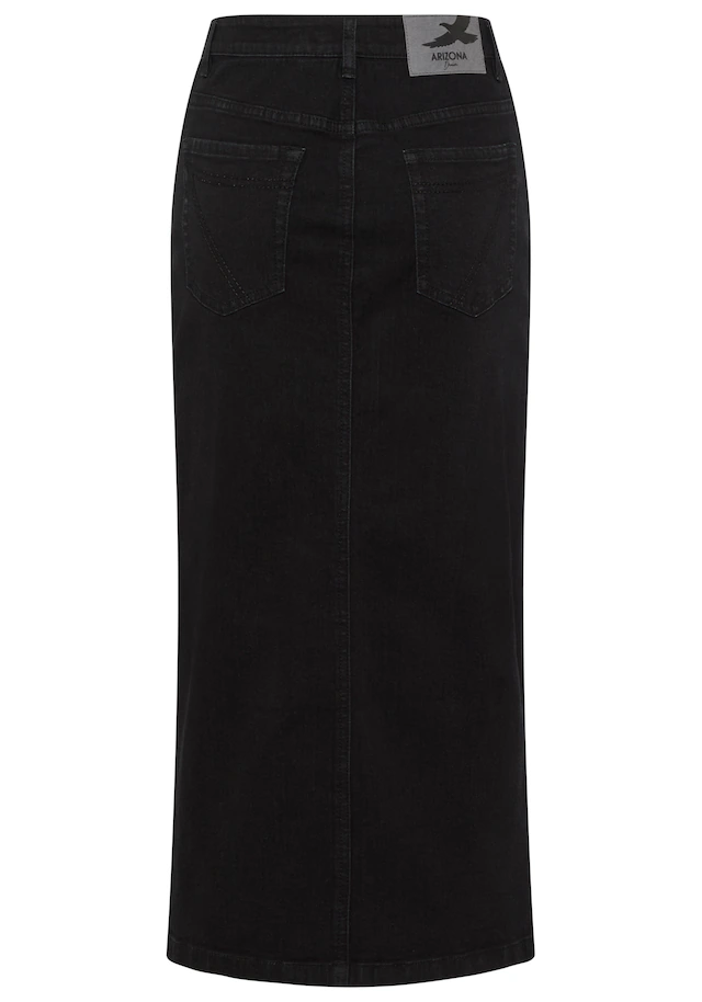 Arizona Jeansrock »lang« wadenlang, mit Schlitz, figurbetonte Passform, aus elastischem Denim