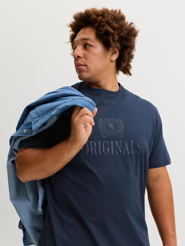 Jack & Jones PlusSize T-Shirt »JORFREDERIKSBERG MONOGRAM TEE SS CN PLS« Baumwolle,
