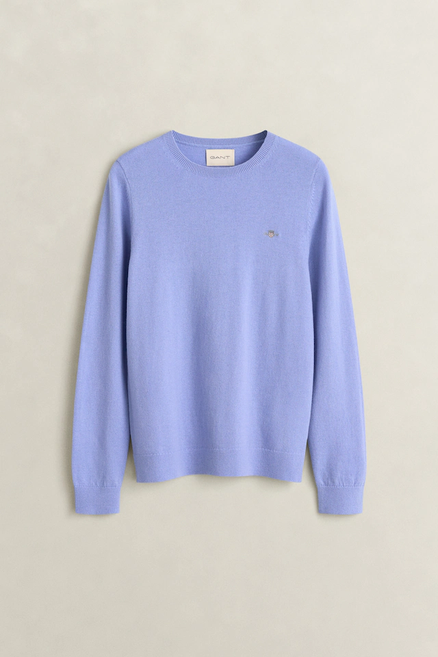 Gant Rundhalspullover »WOOL COTTON C-NECK« aus Wolle und Baumwolle
