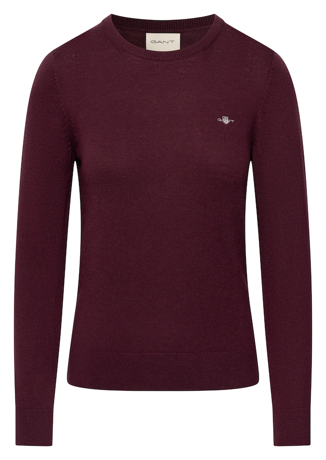 Gant Rundhalspullover »WOOL COTTON C-NECK« aus Wolle und Baumwolle