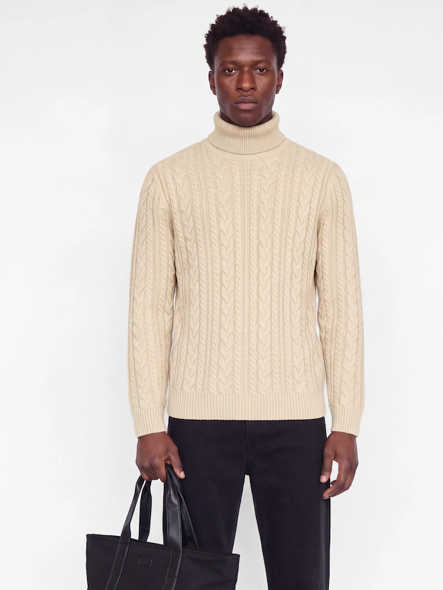 Jack & Jones Rollkragenpullover »JPRBLUCALLUM CABLE KNIT ROLL NECK« Materialmix, regular fit