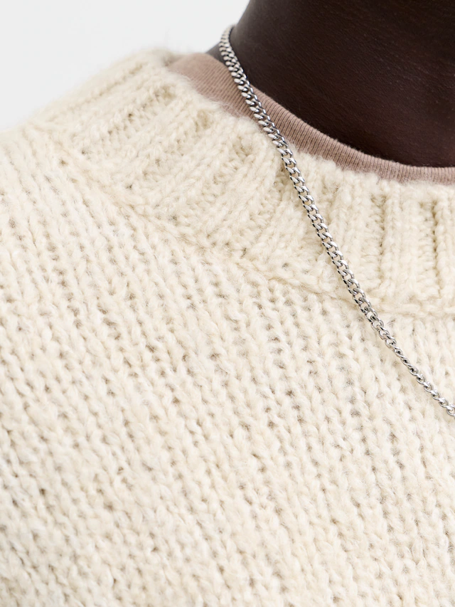 Jack & Jones Rundhalspullover »JORSALAMANCO KNIT CREW NECK« Materialmix, regular fit