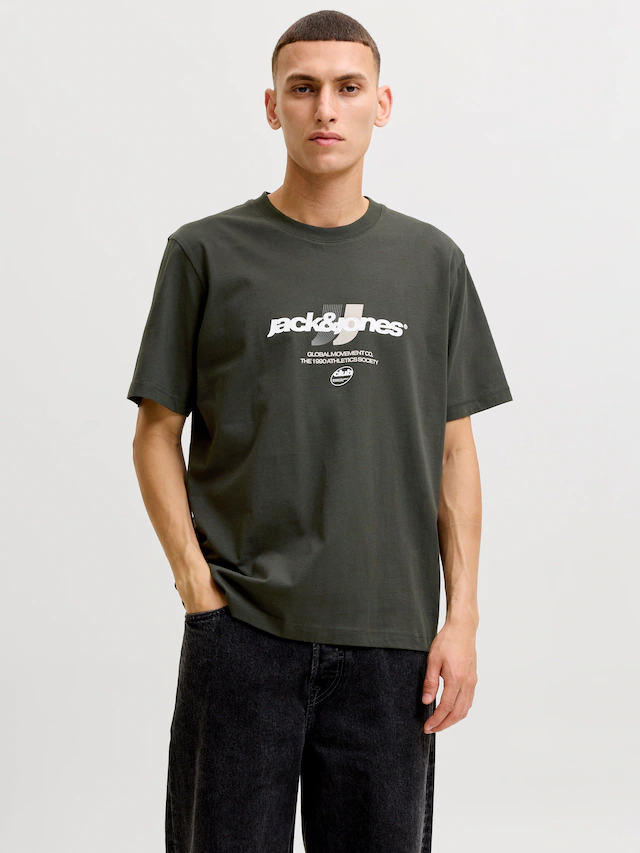 Jack & Jones Rundhalsshirt »JCOCLUB GRAPHIC FRONT PRINT TEE SS CN« Baumwolle, regular fit