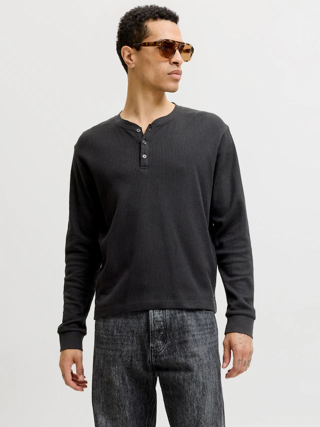 Jack & Jones Langarmshirt »JORCHAMBERI HENLEY LS TEE« Baumwollmischung, regular fit