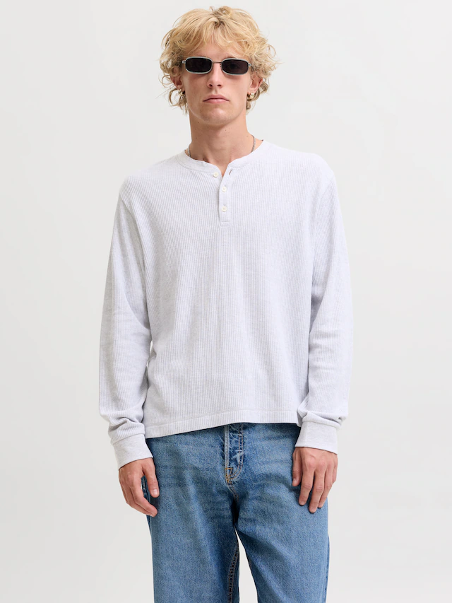 Jack & Jones Langarmshirt »JORCHAMBERI HENLEY LS TEE« Baumwollmischung, regular fit