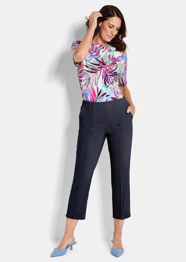 GOLDNER Stretch-Hose »Kurzgröße Elegante 7/8-Hose mit Biesen« kleiner Schlitz am Beinabschluß