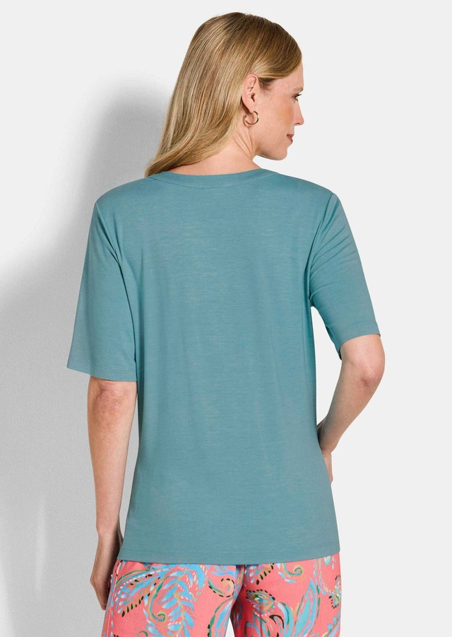 GOLDNER Kurzarmshirt »Jerseyshirt mit Blende« stretchbequemer Viskosejersey