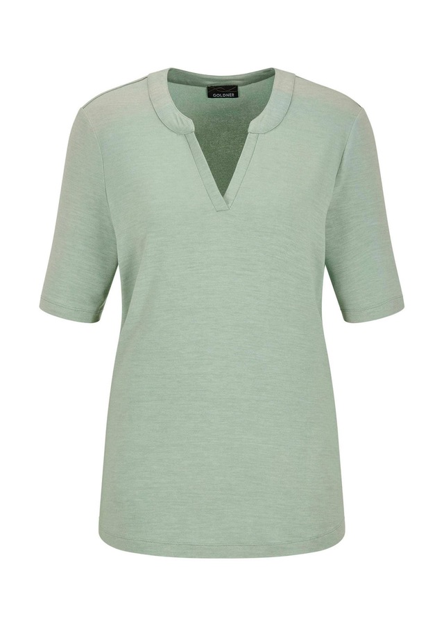GOLDNER Kurzarmshirt »Jerseyshirt mit Blende« stretchbequemer Viskosejersey