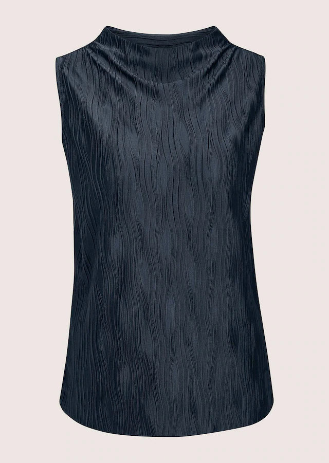 MADELEINE Kurzarmshirt »Shirt Kurzarm-Bluse mit Stehkragen, strukturiert« Offene Saumkante