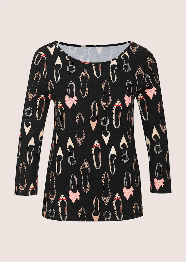 MADELEINE Langarmshirt »Shirt Rundhals-Shirt mit All-Over-Print« Schuhprint