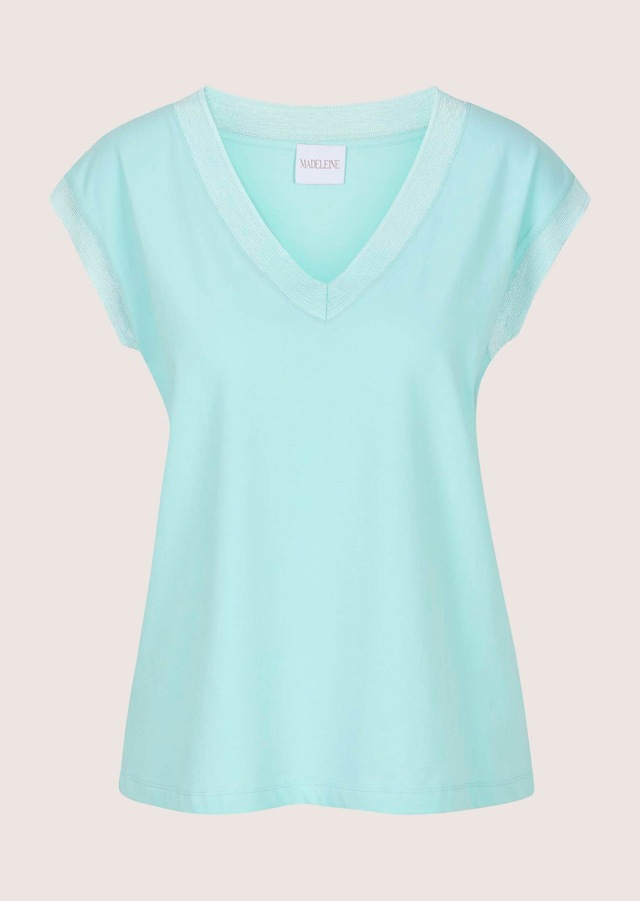 MADELEINE Kurzarmshirt »Jerseyshirt Sommershirt mit Rippenbändern« Breites Rippenband