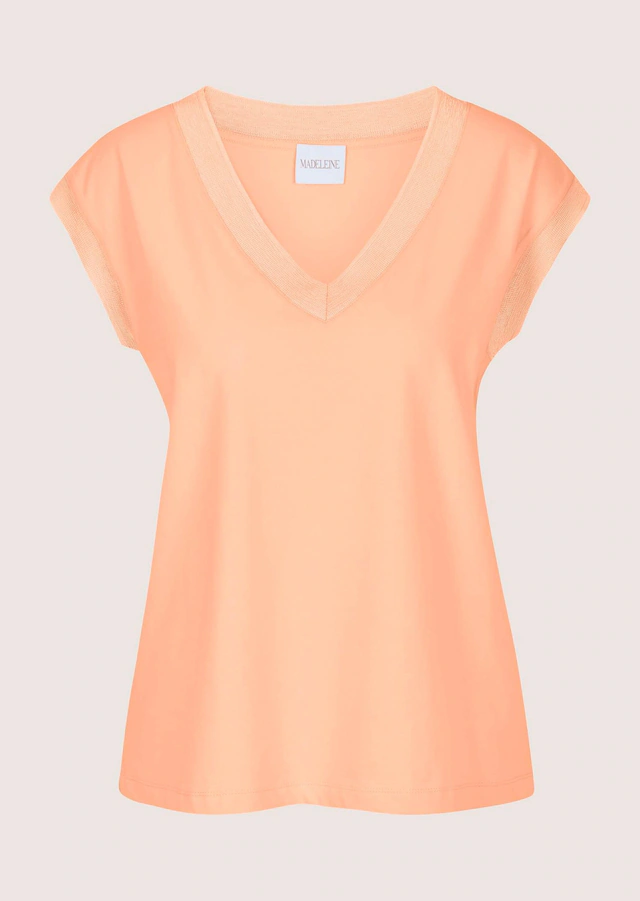 MADELEINE Kurzarmshirt »Jerseyshirt Sommershirt mit Rippenbändern« Breites Rippenband