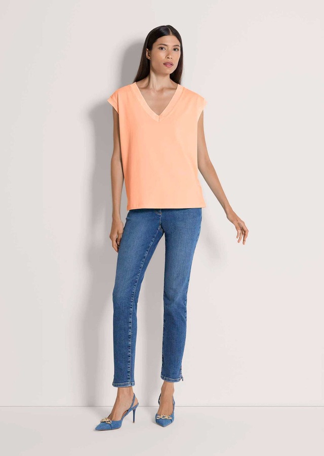 MADELEINE Kurzarmshirt »Jerseyshirt Sommershirt mit Rippenbändern« Breites Rippenband