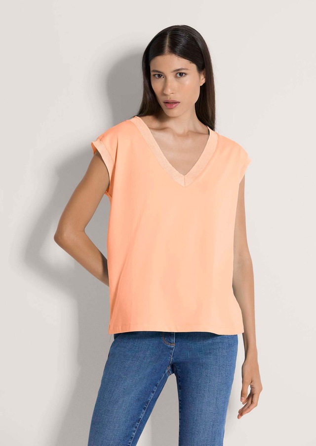 MADELEINE Kurzarmshirt »Jerseyshirt Sommershirt mit Rippenbändern« Breites Rippenband