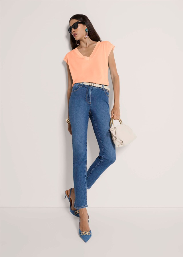 MADELEINE Kurzarmshirt »Jerseyshirt Sommershirt mit Rippenbändern« Breites Rippenband