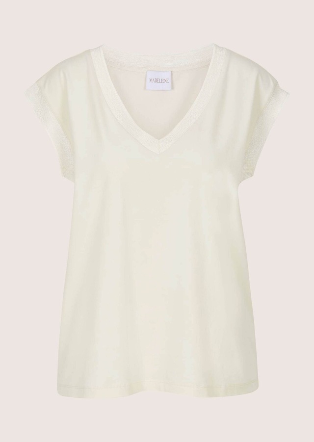 MADELEINE Kurzarmshirt »Jerseyshirt Sommershirt mit Rippenbändern« Breites Rippenband