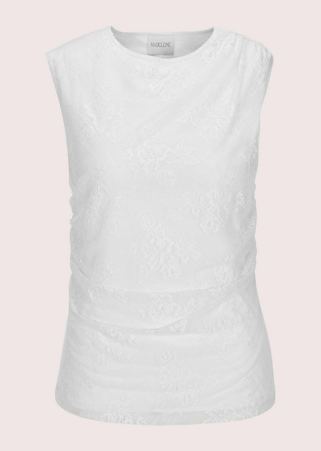 MADELEINE Kurzarmshirt »Shirt Shirt« Edles Spitzentop mit Jerseyfutter und seitlicher Raffung