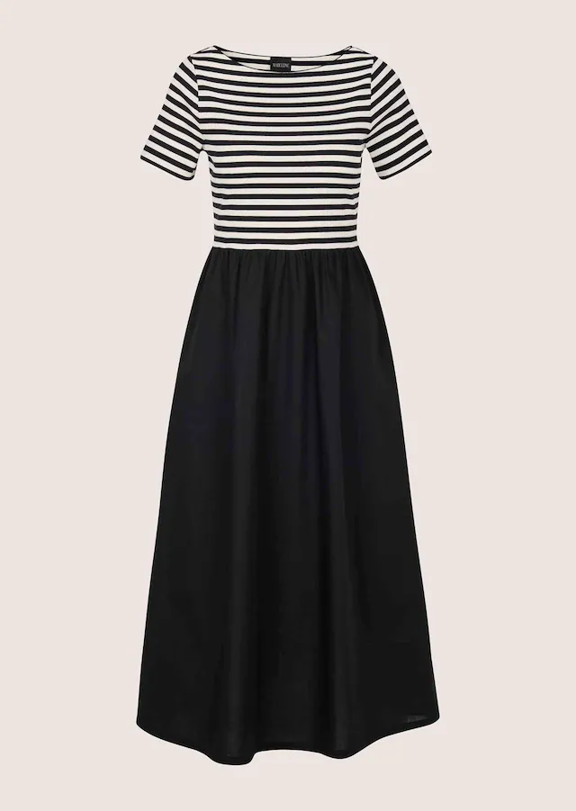 MADELEINE Midikleid »Jerseykleid Baumwollkleid mit Streifendetails« Nahttasche Seitennahttaschen