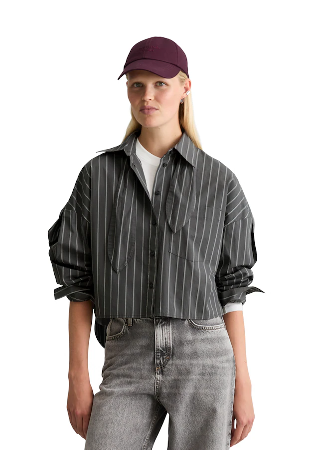 Marc O'Polo DENIM Hemdbluse mit Schluppe, Papertouch-Popeline