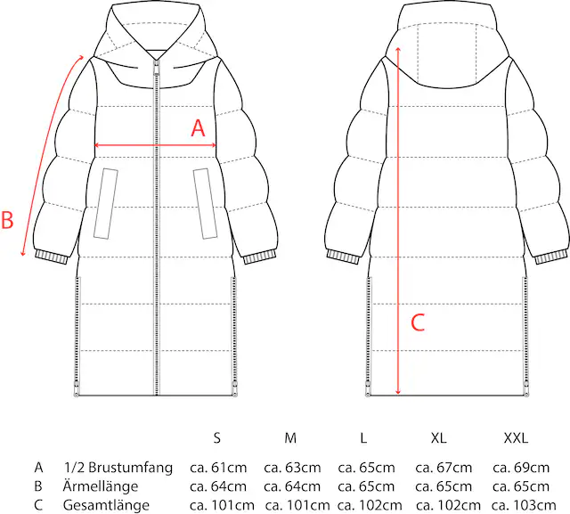 Zwillingsherz Steppmantel »„Cozy“« Kapuze, farbliche Details, Reißverschluss, elastische Bündchen