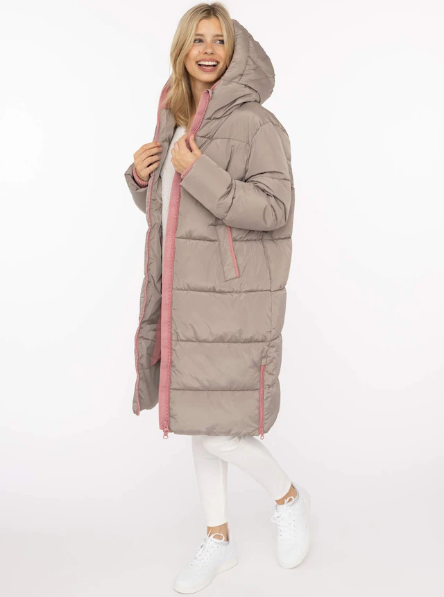 Zwillingsherz Steppmantel »„Cozy“« Kapuze, farbliche Details, Reißverschluss, elastische Bündchen