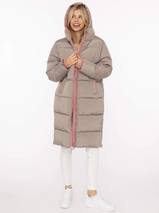 Zwillingsherz Steppmantel »„Cozy“« Kapuze, farbliche Details, Reißverschluss, elastische Bündchen
