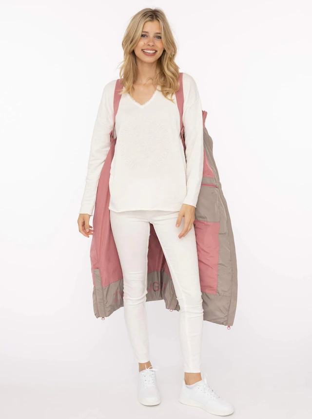 Zwillingsherz Steppmantel »„Cozy“« Kapuze, farbliche Details, Reißverschluss, elastische Bündchen