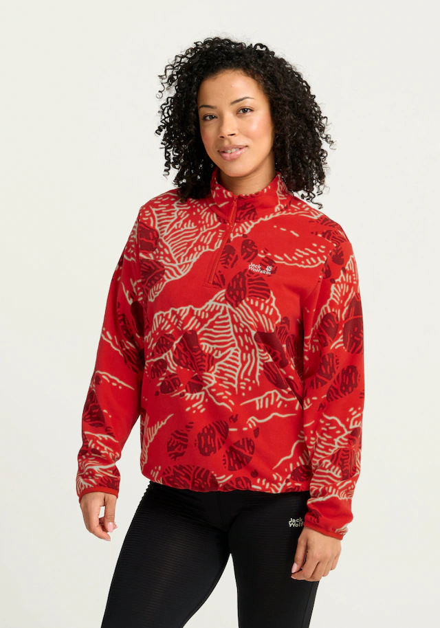 Jack Wolfskin Stehkragenpullover »PAW ERA 100 PRINT HZ W« Fleecepullover, weich, komfortabel