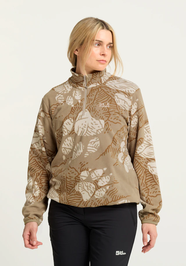 Jack Wolfskin Stehkragenpullover »PAW ERA 100 PRINT HZ W« Fleecepullover, weich, komfortabel