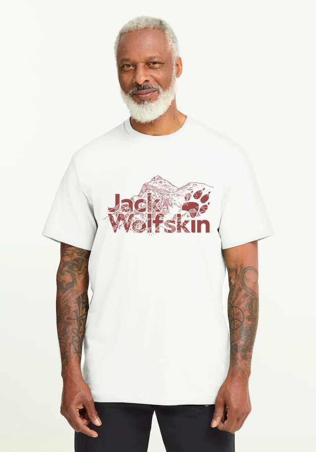 Jack Wolfskin T-Shirt »BRAND T M« T-Shirt aus Bio-Baumwolle, hoher Tragekomfort, großer Logo-Aufdruck