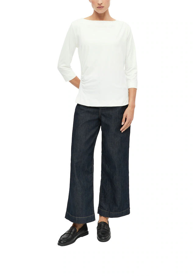 s.Oliver BLACK LABEL 3/4-Arm-Shirt Sommershirt mit seitlicher Saffung