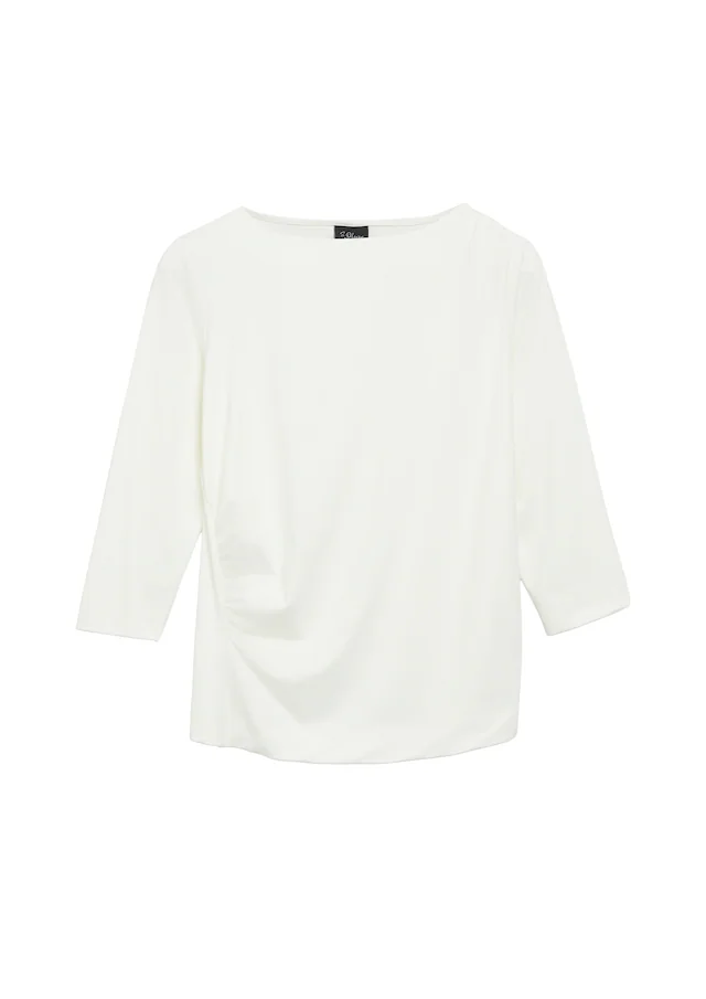 s.Oliver BLACK LABEL 3/4-Arm-Shirt Sommershirt mit seitlicher Saffung