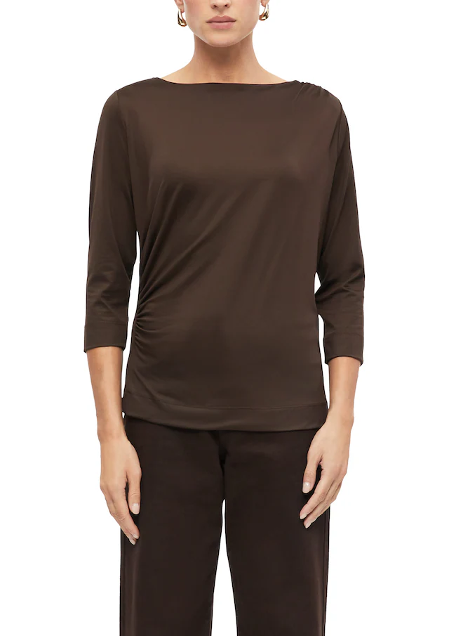 s.Oliver BLACK LABEL 3/4-Arm-Shirt Sommershirt mit seitlicher Saffung