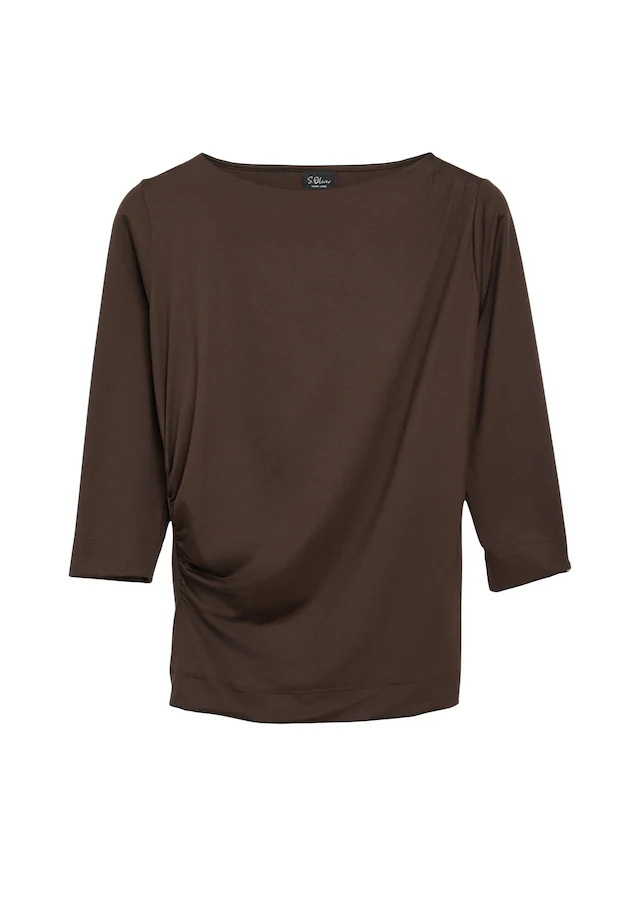 s.Oliver BLACK LABEL 3/4-Arm-Shirt Sommershirt mit seitlicher Saffung