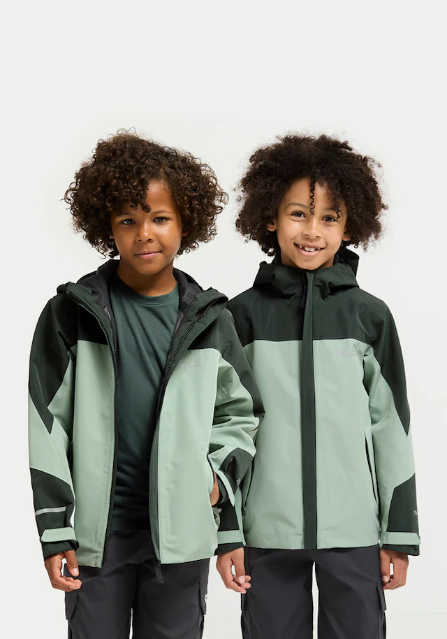 Jack Wolfskin Outdoorjacke »TRAILVENTURE 2L JKT K« mit Kapuze für Kinder, mit 3-in-1 System, wasserdicht, winddicht, atmungsaktiv