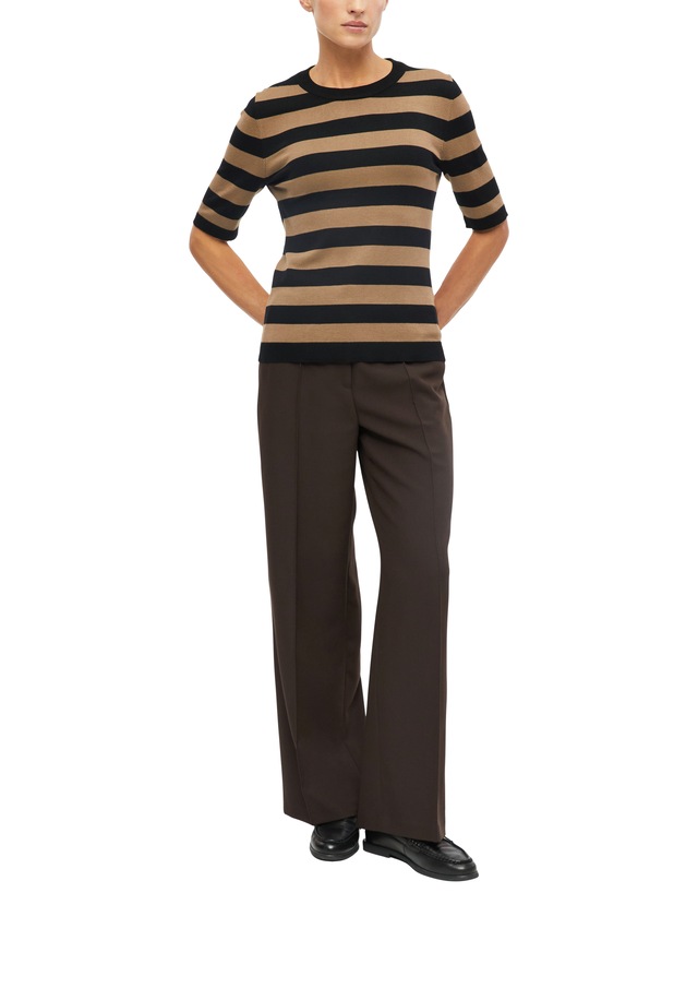 s.Oliver BLACK LABEL Strickpullover Halbarm Sommerpullover mit Viskose / Rundhals
