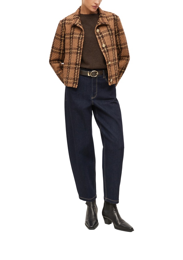 s.Oliver BLACK LABEL Strickpullover melierte Optik, Materialmix mit Wolle, Rundhalsausschnitt